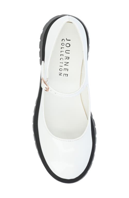 Journee Collection Kamie Mary Jane Platform Flat In Patent/white