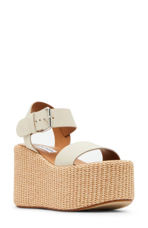 Steve Madden Sunset Platform Wedge Sandal in Bone Leather 