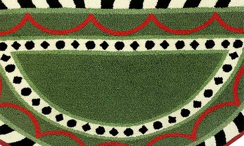 R16 Home Harper Half Circle Doormat In Green Red White
