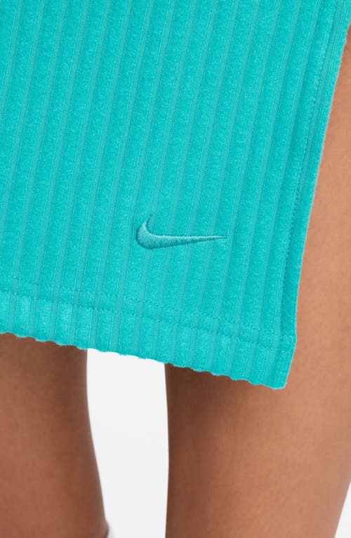 Shop Nike Side Slit Rib Midi Skirt In Dusty Cactus/dusty Cactus