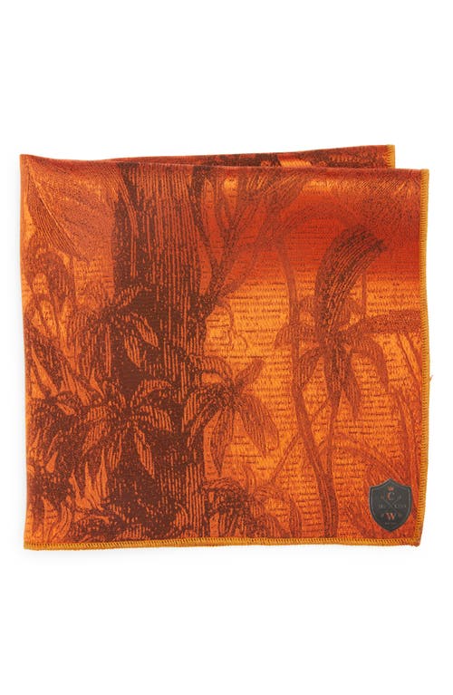 Burnt Orange Floral Silk Pocket Square
