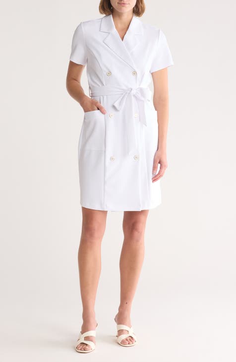 Rose Scuba Crepe Breasted Shirtdress