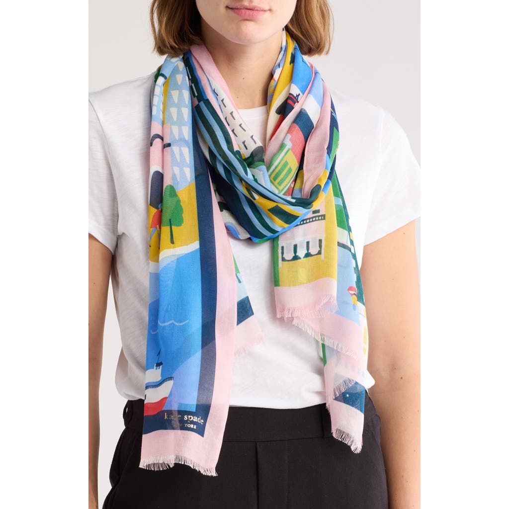 Kate Spade New York City Geo Oblong Scarf In Gray