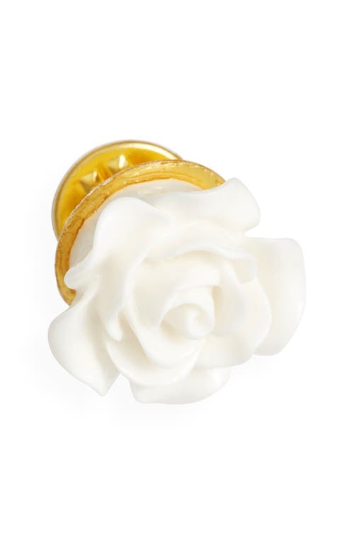 CLIFTON WILSON Floral Lapel Pin in White