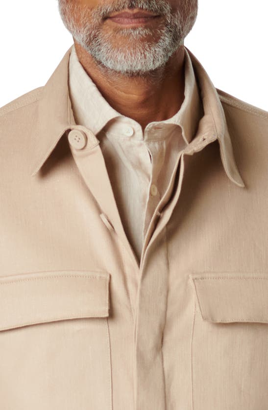 Shop Bugatchi Linen & Cotton Button-up Shirt Jacket In Beige