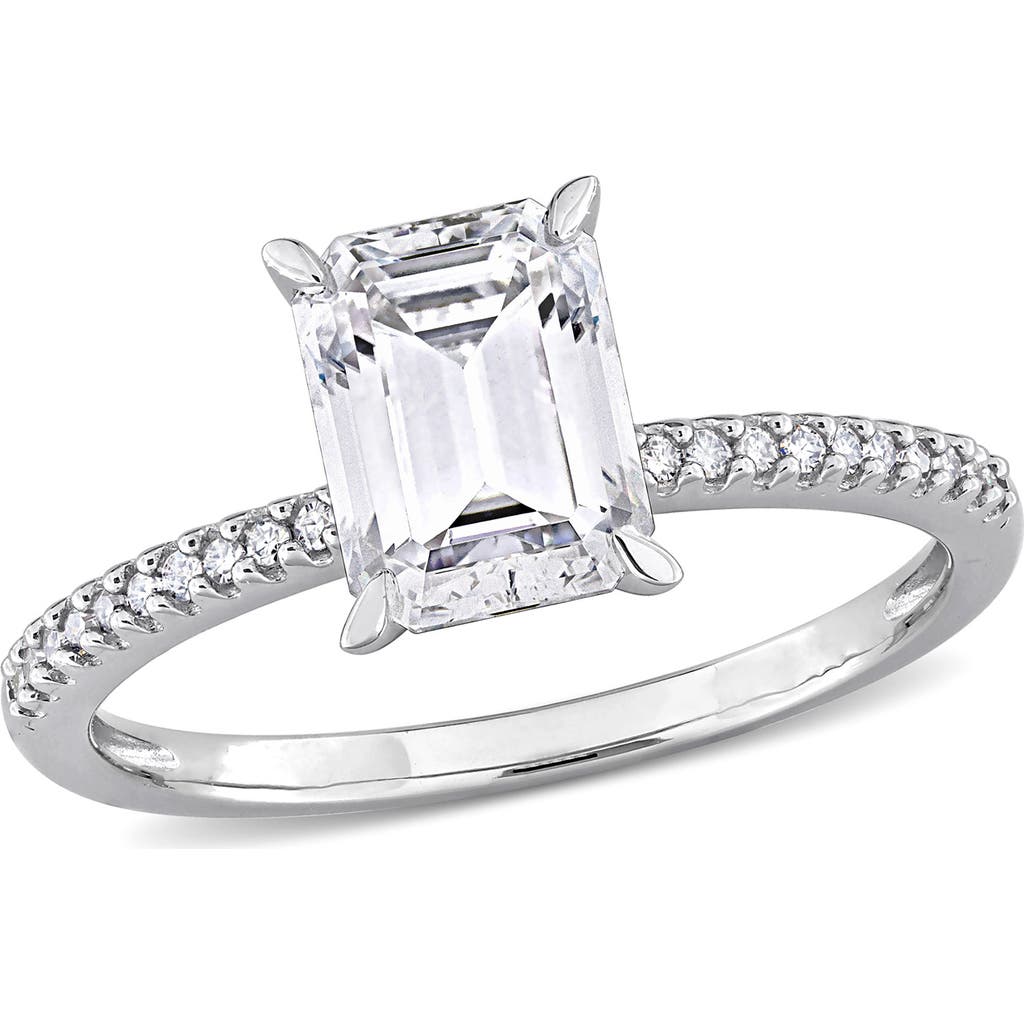 Delmar 14k Gold Created Moissanite Engagement Ring In White/silver