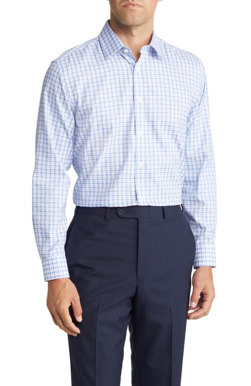 Trim Fit Plaid Dress Shirt in Blue