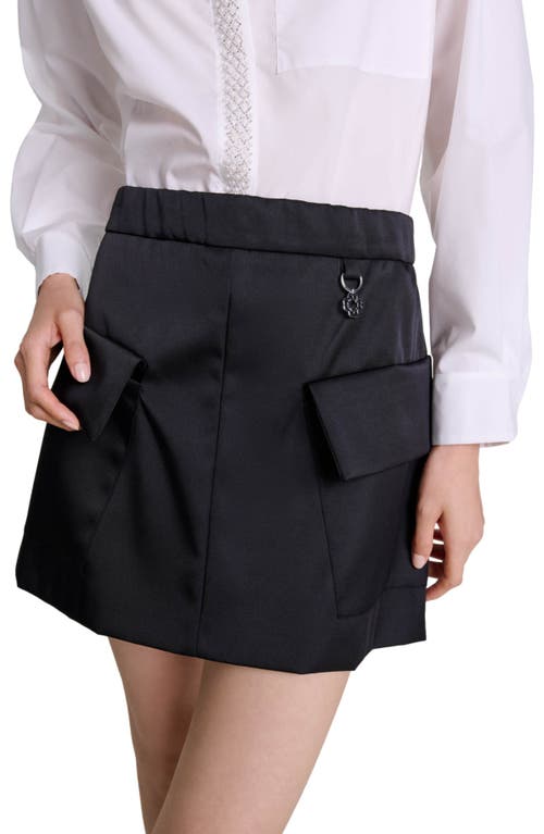 Shop Maje Short Satin Skirt In Black