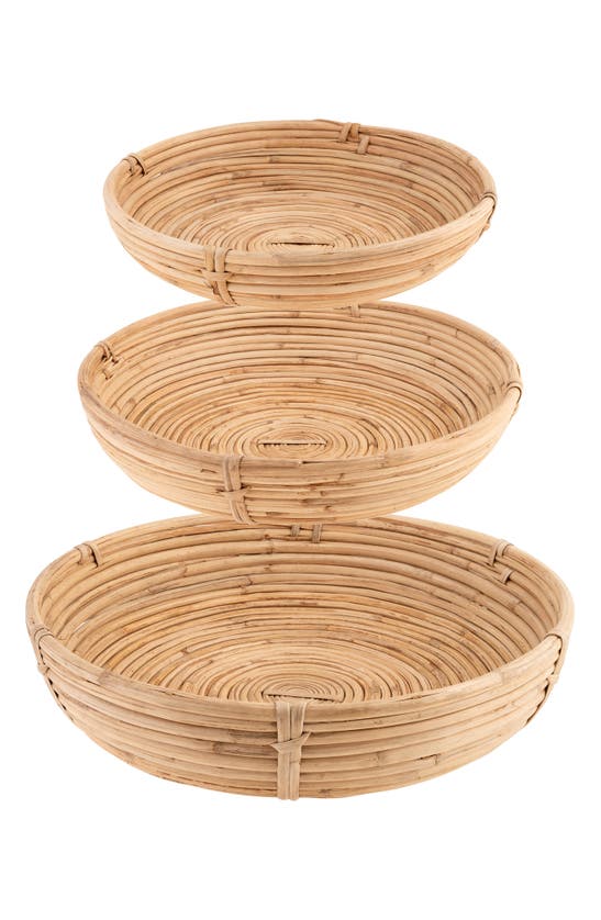 Karma Gifts Set Of 3 Round Rattan Bowls In Brown