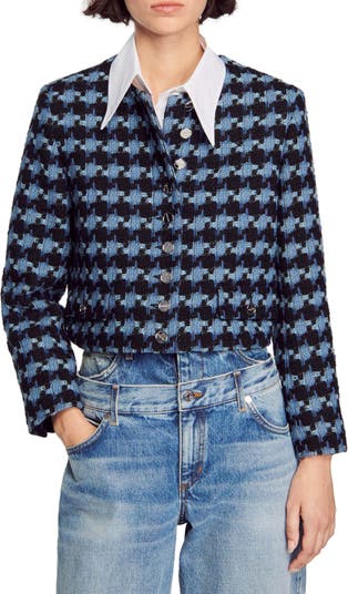Sandro Women's Tweed Jacket - Purple Blue - Size 6