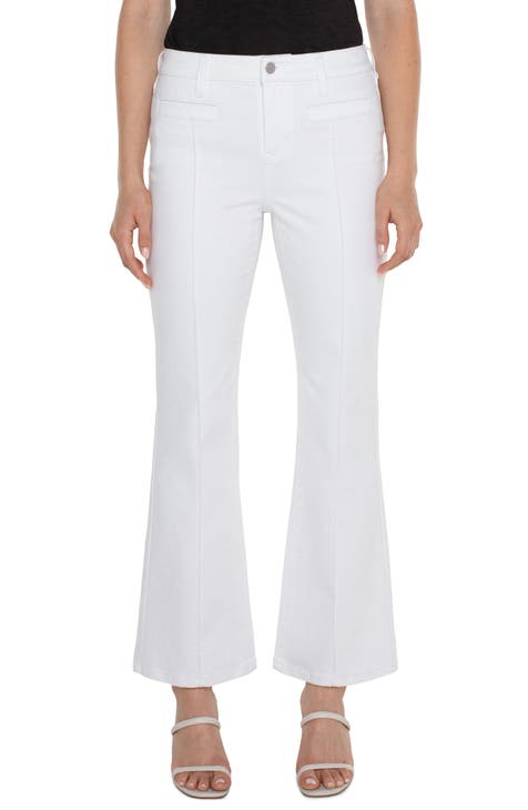 White trousers women - Plus size - Straight leg 2 back pockets