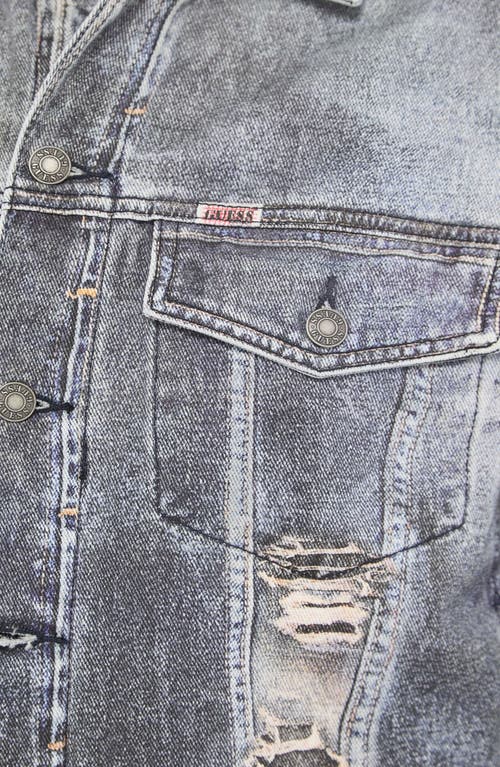 Shop Guess Originals Go Print Denim Trucker Jacket In Gpme