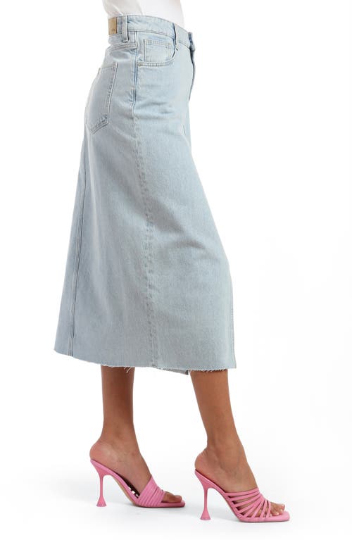 Mavi Jeans Marin Raw Hem Bleached Denim Midi Skirt In Bleached Denim