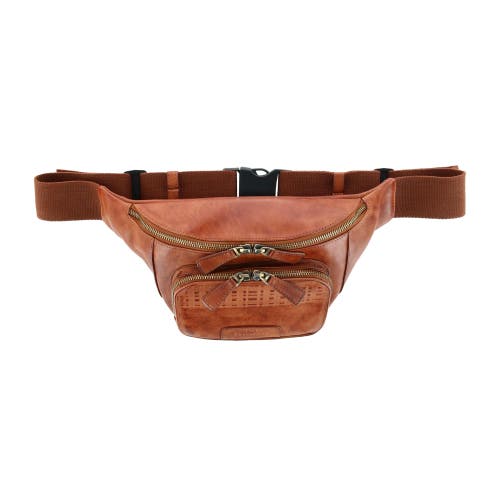 Trafalgar Caelen Leather Adjustable Waist Pack Sling Bag In Brown