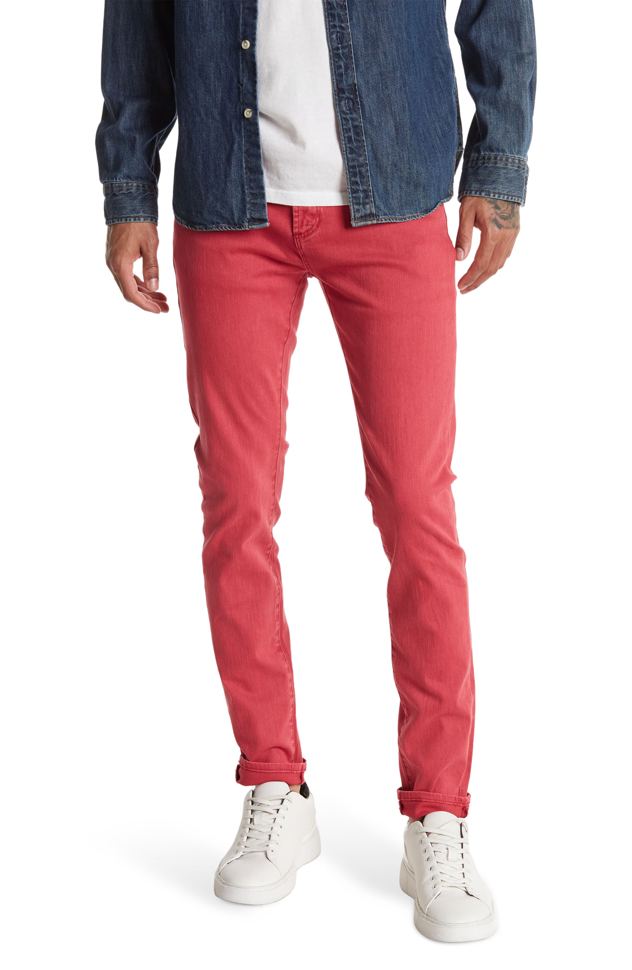 Society Dylan Slim Jeans In Open Red 
