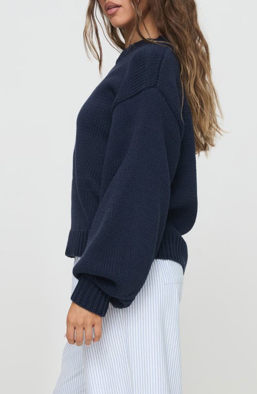 Princess Polly Harmony Balloon Sleeve Sweater In Navy