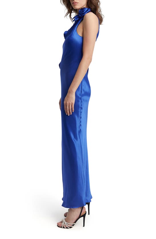 Shop Bardot Reese Sleeveless Satin Maxi Dress In Cobalt