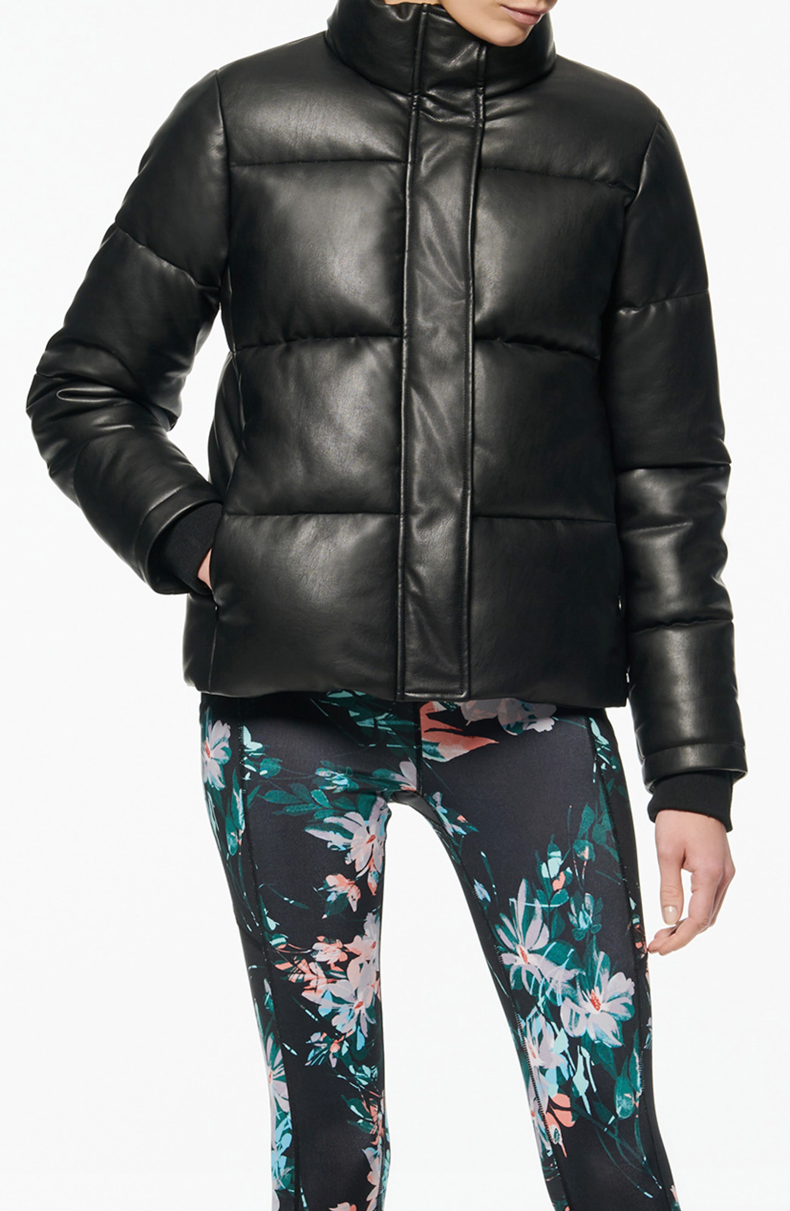 patent leather puffer coat