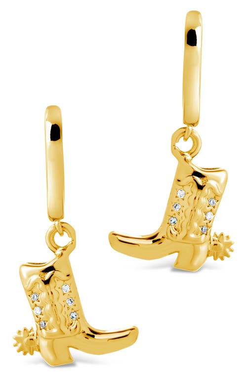 Shop Sterling Forever Loretta Western Boot Drop Huggie Hoop Earrings In Gold