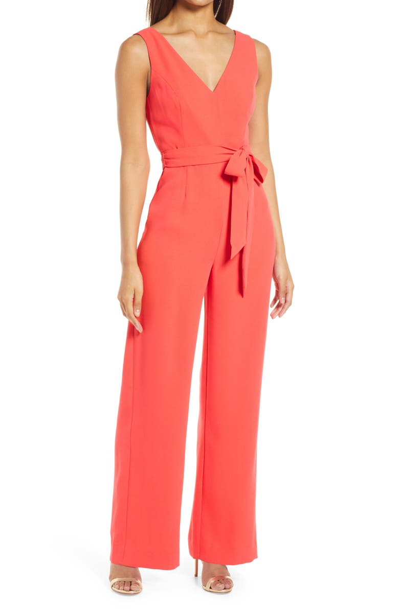 Coral and Pink-Orange Lilly Pulitzer Jumpsuit for Wedding Guest 