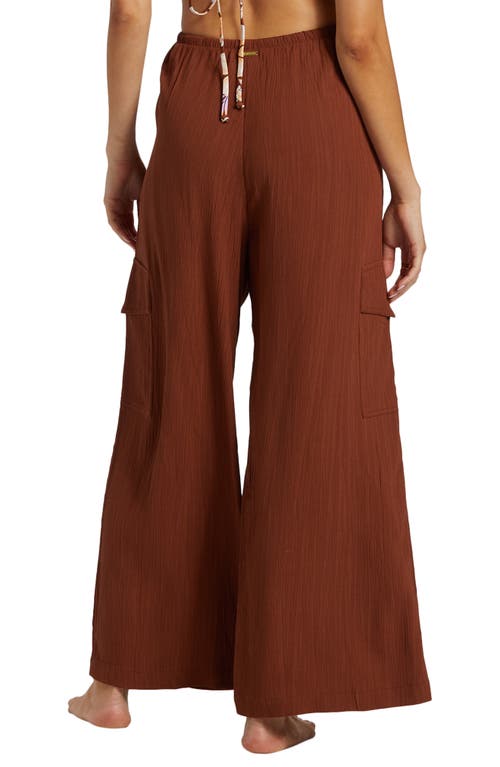 Shop Billabong Beach Babe Wide Leg Cargo Pants In Toasted Coconut