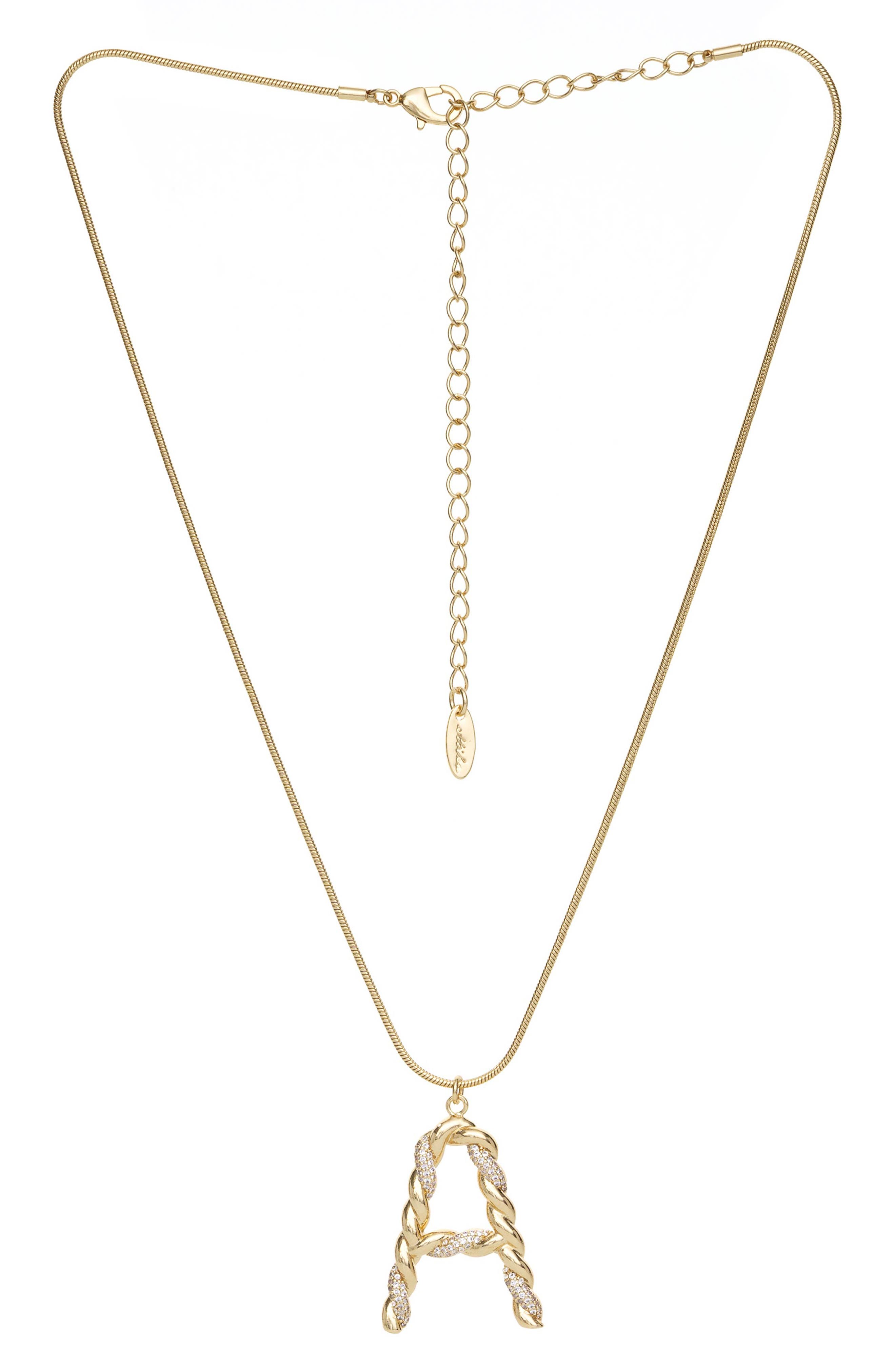 Ettika Twisted Initial Pendant Necklace 