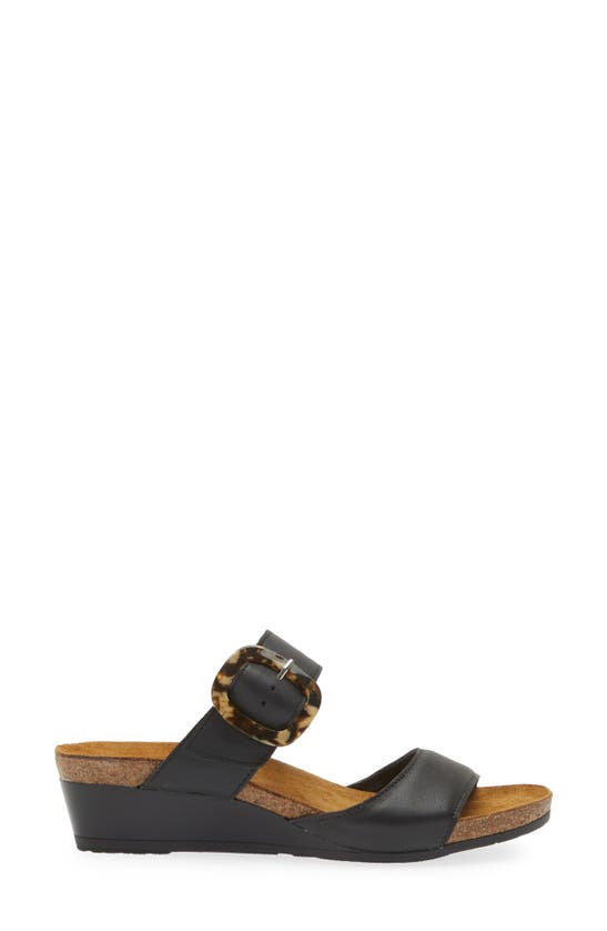 Shop Naot Kingdom Wedge Slide Sandal In Jet Black Leather