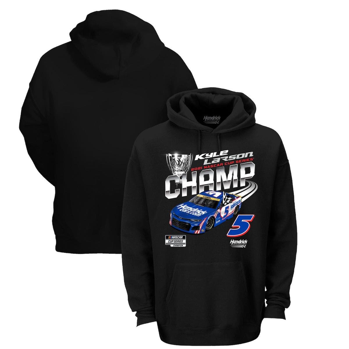 HENDRICK MOTORSPORTS TEAM COLLECTION Men's Hendrick Motorsports Team Collection Black Kyle Larson 2021 NASCAR Cup Series Champion HendrickCars.com Official Champ Pullover Hoodie at