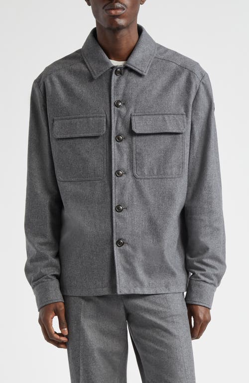 Moncler Camicia Nylon & Cashmere Shirt Jacket Dark Gray at Nordstrom,
