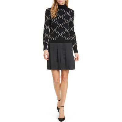 Ted Baker London Floriiy Mixed Media Long Sleeve Dress, (fits like 0-2 US) - Black