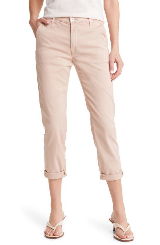 Ag Caden Crop Twill Trousers In Sulfur Rose Cloud