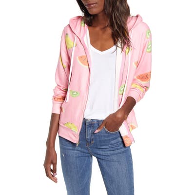 Wildfox Tutti Fruity Venice Full Zip Hoodie, Pink