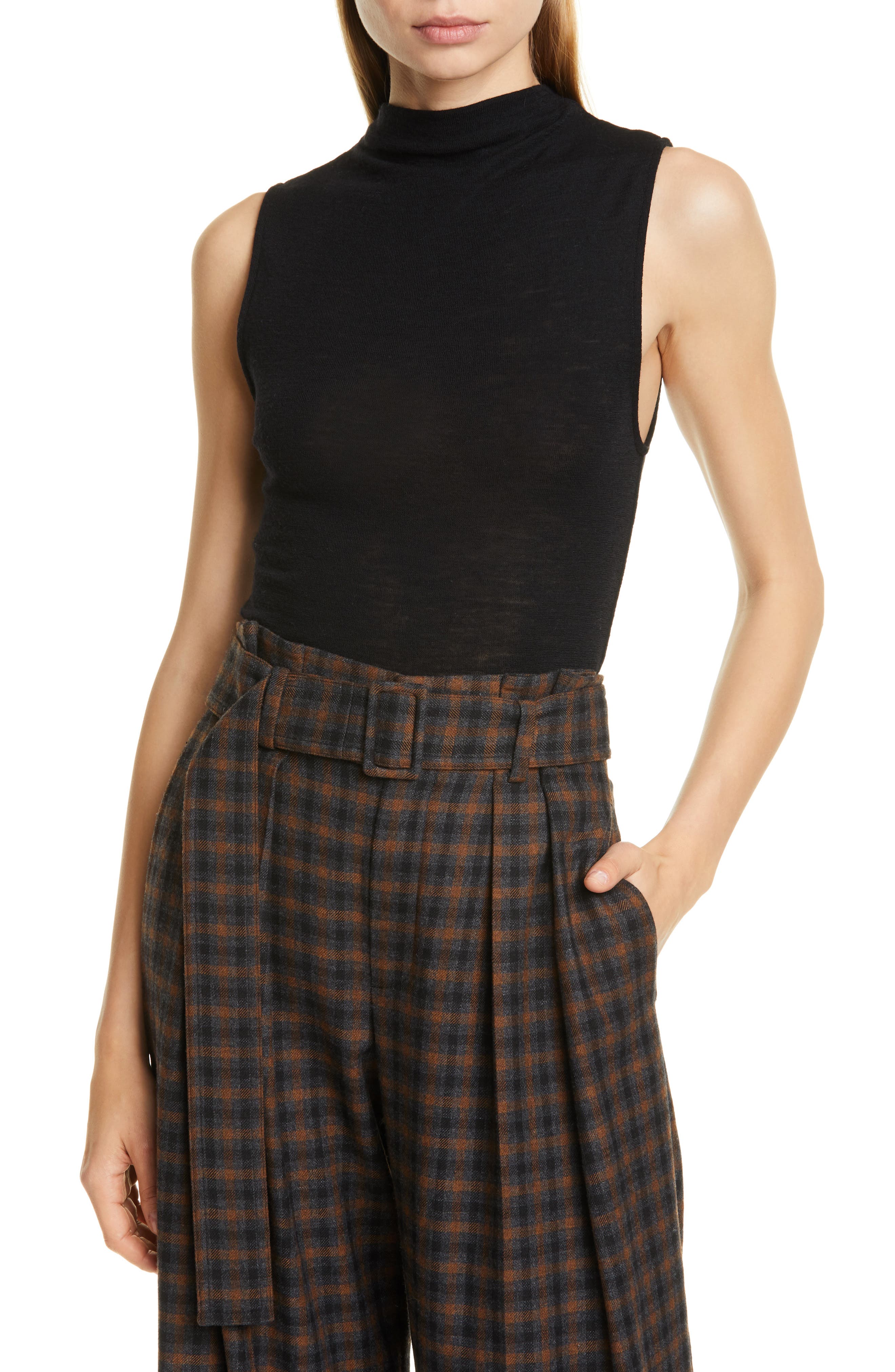 Vince Sleeveless Wool Sweater, Black