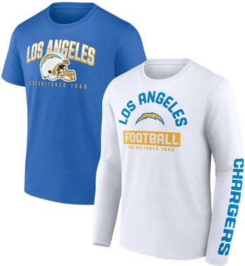FANATICS Men's Fanatics Branded Powder Blue/White Los Angeles Chargers Long  and Short Sleeve Two-Pack T-Shirt