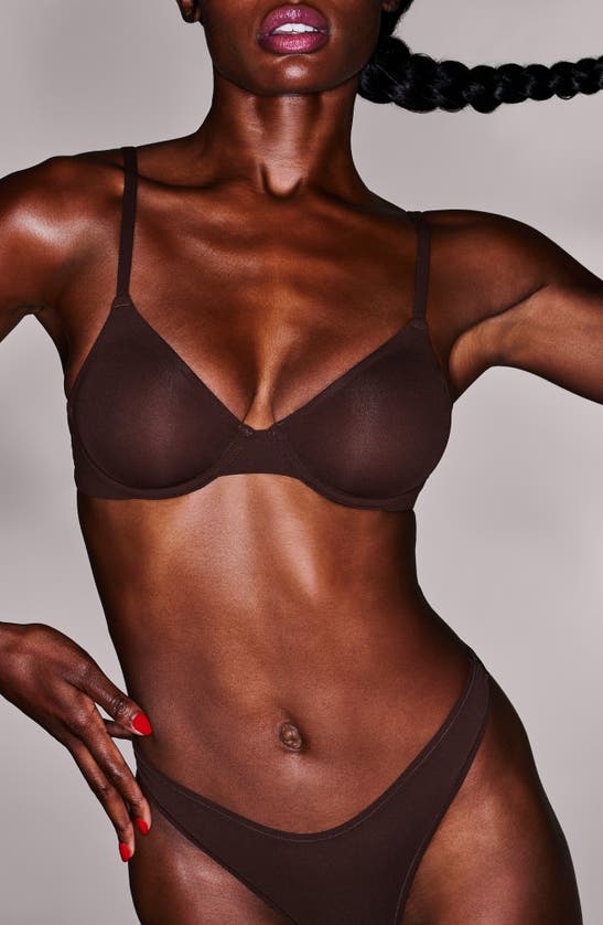 Shop Skims Fits Everybody Unlined Underwire Demi Bra In Cocoa