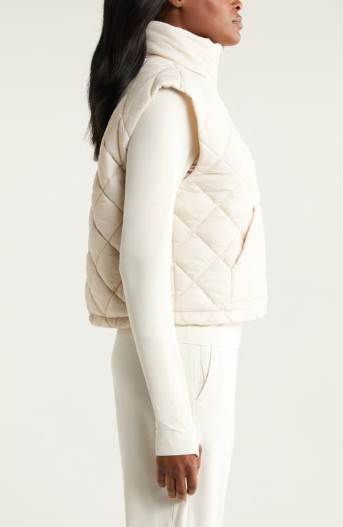 Shop Zella Reversible Quilted Nylon Puffer Vest In Grey Moonbeam