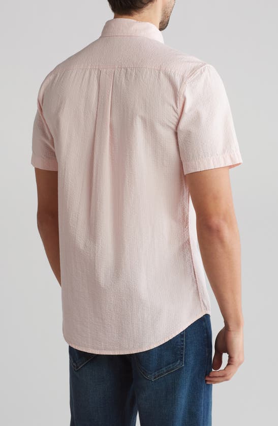 14th & Union Short Sleeve Seersucker Button-down Shirt In Pink Cake