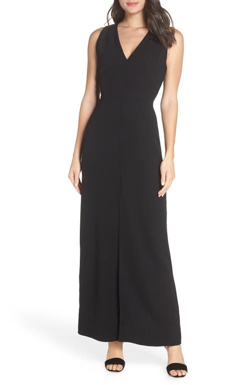 Harlyn Halter Neck Tie Back Evening Dress in Black 