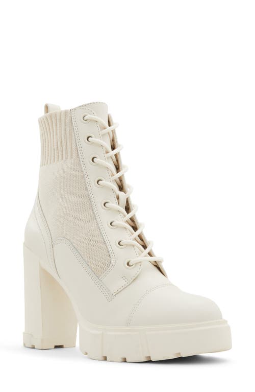 ALDO Rebel Knit Platform Bootie in Open White at Nordstrom, Size 10