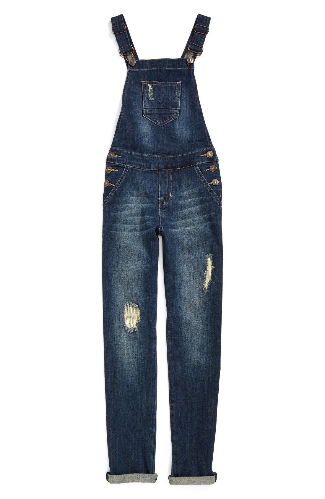 Hudson Kids Distressed Stretch Cotton Long Overalls (Circuit) (Big