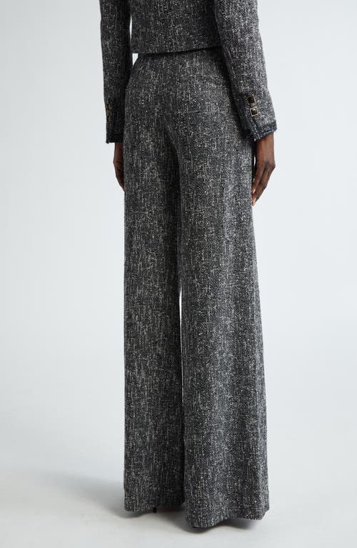 St John St. John Collection Tweed Wide Leg Trousers In Black/chalk Multi