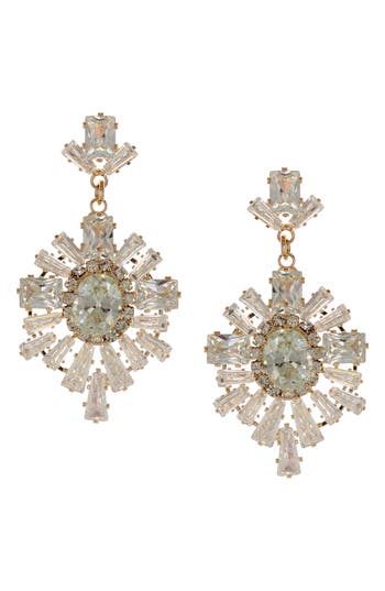 Shop Olivia Welles Symphony Crystal Drop Earrings In Gold/clear