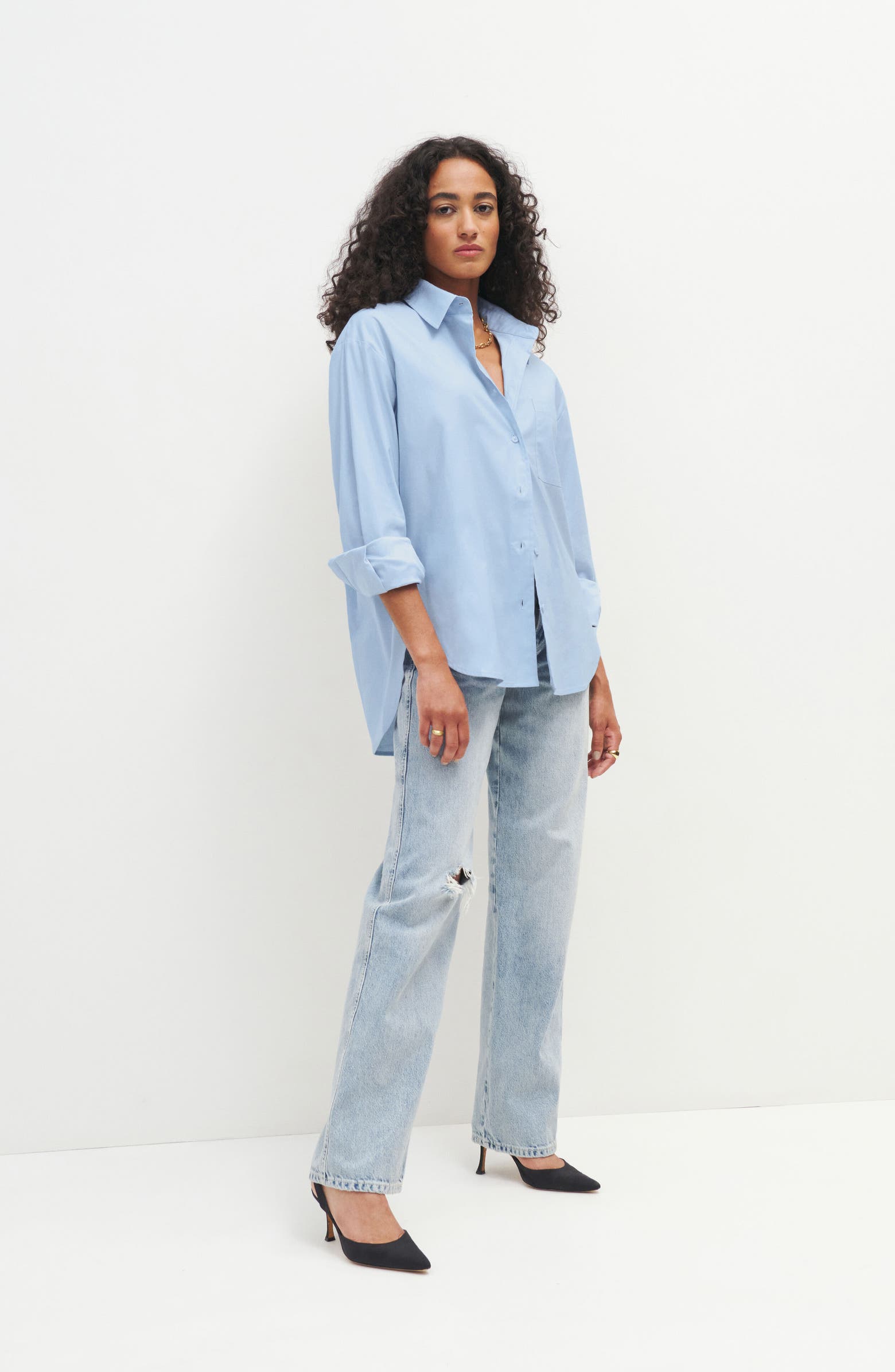 Reformation Women's Will Oversize Stretch Organic Cotton Button-Up ...