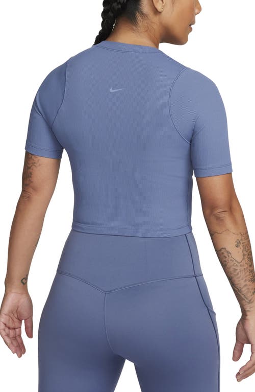 Shop Nike Essential Rib Crop T-shirt In Diffused Blue/white