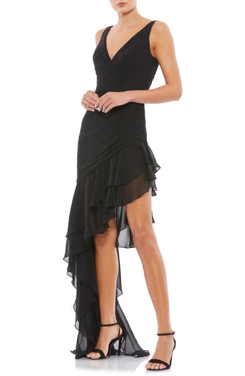 Mac Duggal Ruffle Asymmetric Sheath Dress Black at Nordstrom,