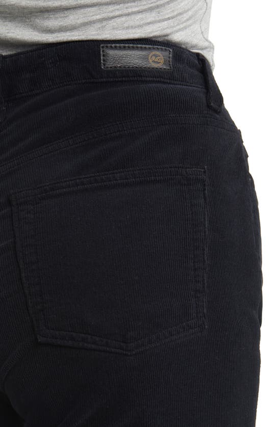 Ag Alexxis High Waist Extended Straight Leg Corduroy Pants In Super Black