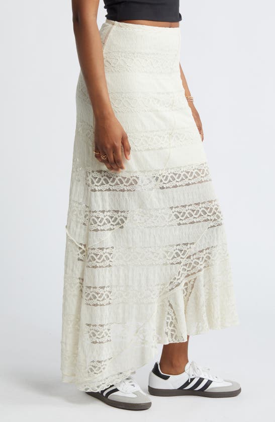 Bp. Asymmetric Lace Midi Skirt In Ivory Dove