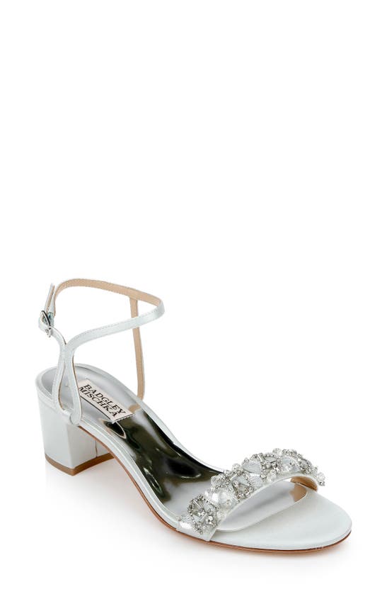 Badgley Mischka Tanessa Satin Ankle-strap Sandals In Soft Blue Radiance