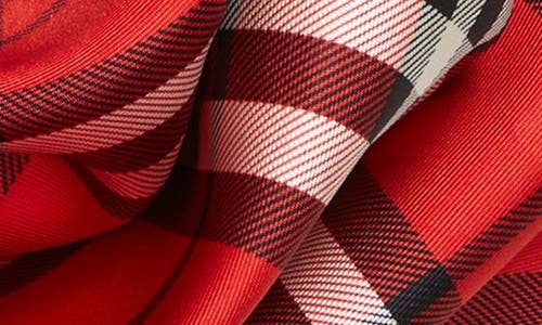 Shop Burberry Medium Check Square Silk Scarf In Scarlett