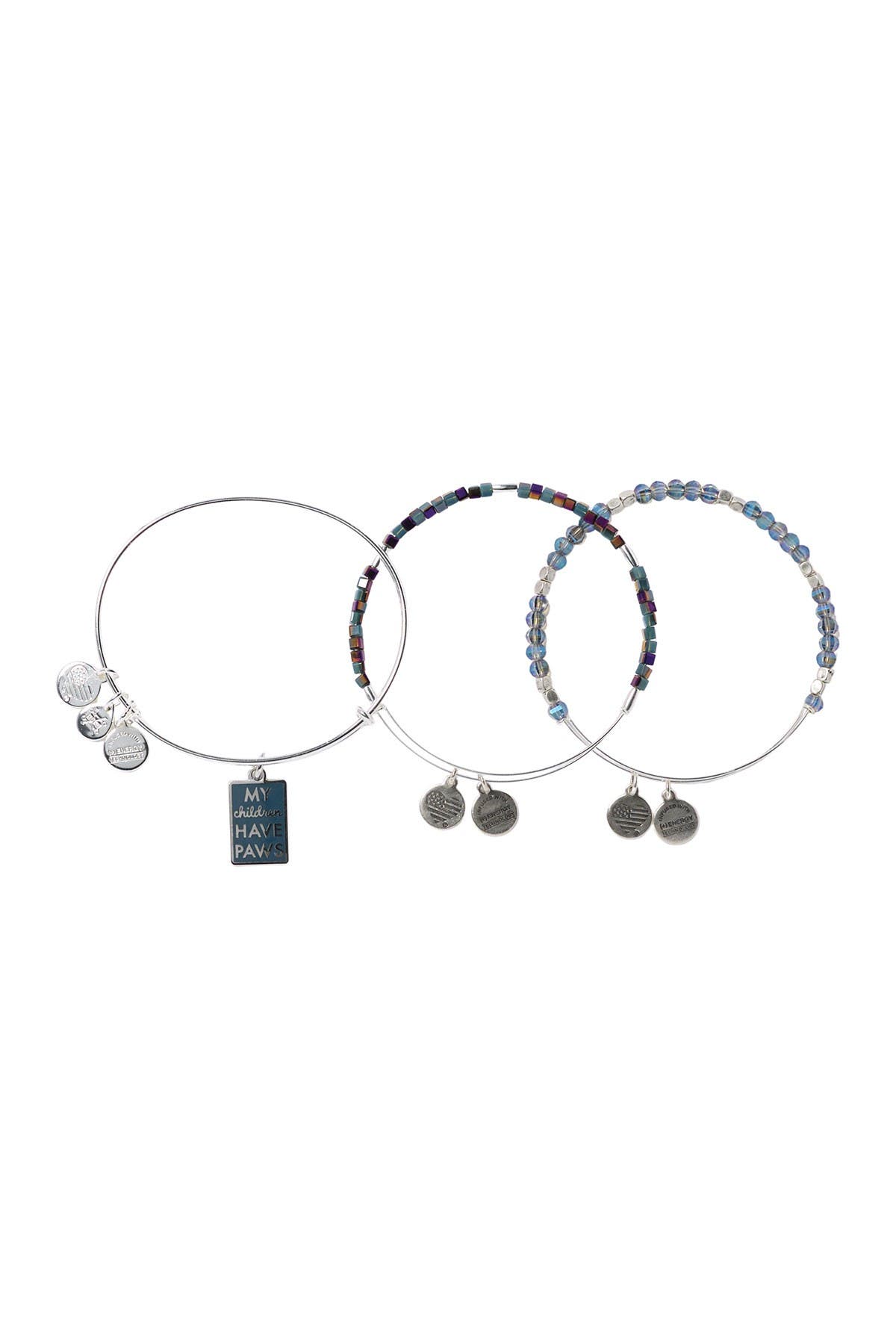 Alex And Ani My Children Have Paws Expandable Wire Bracelet In Shiny Silver